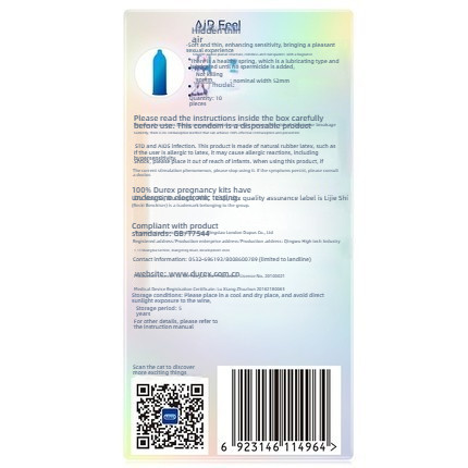 Durex Thin Phantom Concealed AIR Condom Medium 3/6/10 Pack