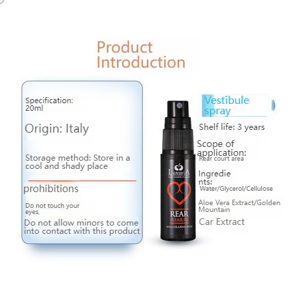 Intimateline, imported from Italy, lax, lubricating and pain relieving spray 20ml