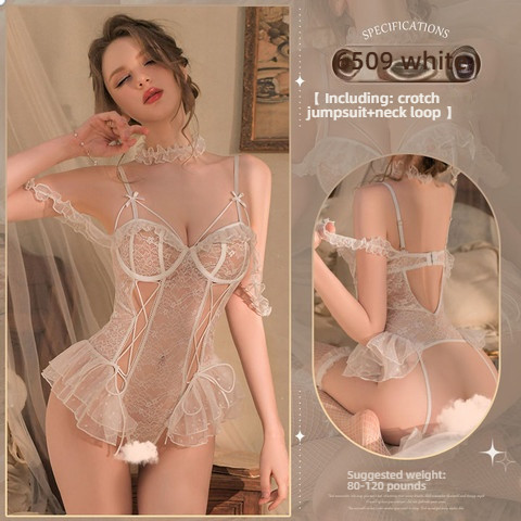 Fei Mu Steel Circle Lace Pure Open Crotch jumpsuit