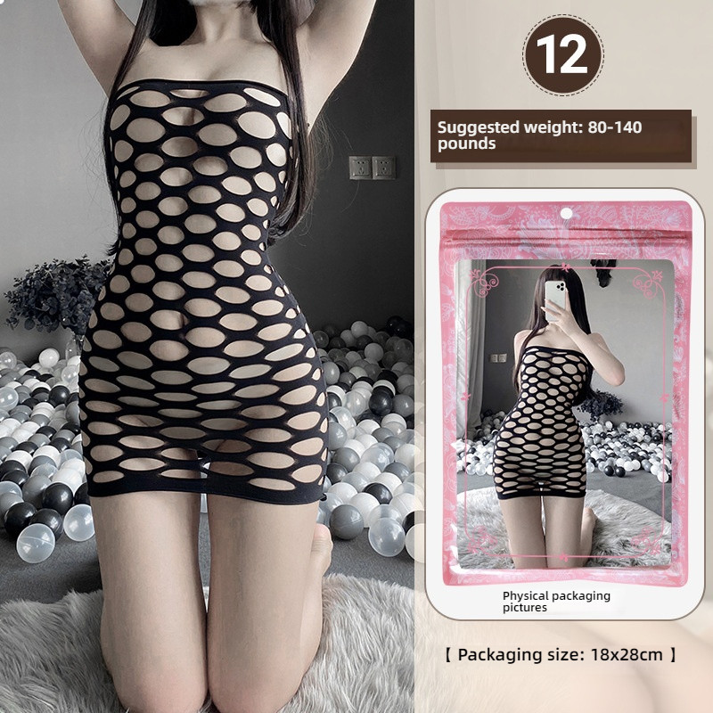 Linlin Ting sexy lingerie cross-border plus size sexy see through hollow one-piece seduction set open stocking set
