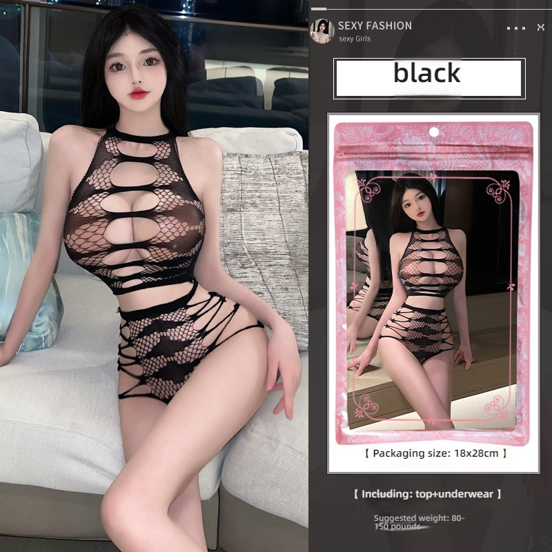 Linlin Ting's sexy lingerie, with a transparent hollow out design that can be torn off, covers the buttocks, and is full