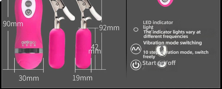 OMYSKY 10 frequency double peak vibration breast clip, Top Shock brings a shocking experience!