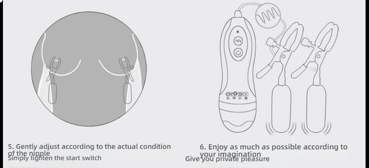 OMYSKY 10 frequency double peak vibration breast clip, Top Shock brings a shocking experience!