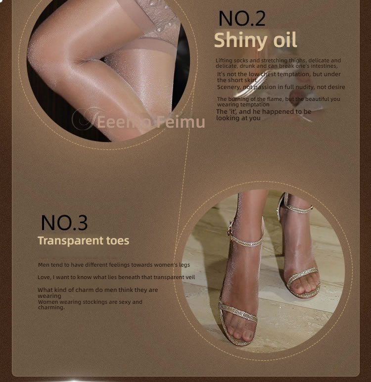 Feimu 15D silicone oiled lace lace long tube socks