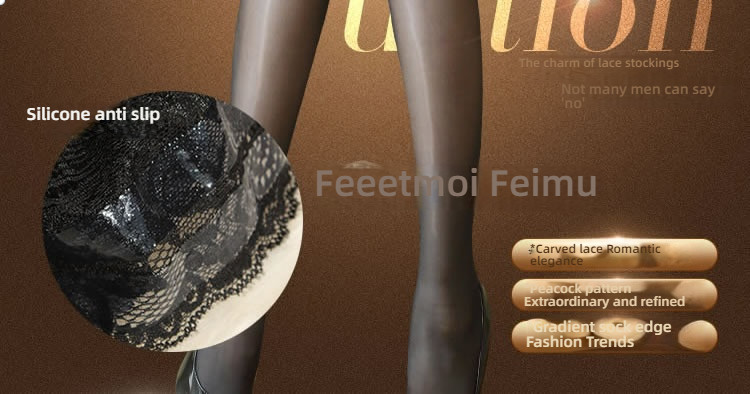 Feimu 15D silicone oiled lace lace long tube socks