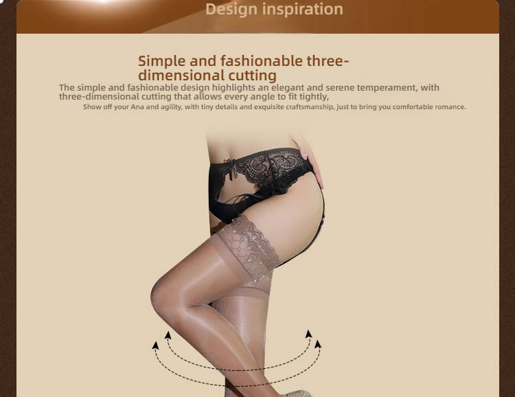 Feimu 15D silicone oiled lace lace long tube socks