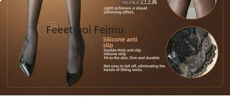 Feimu 15D silicone oiled lace lace long tube socks