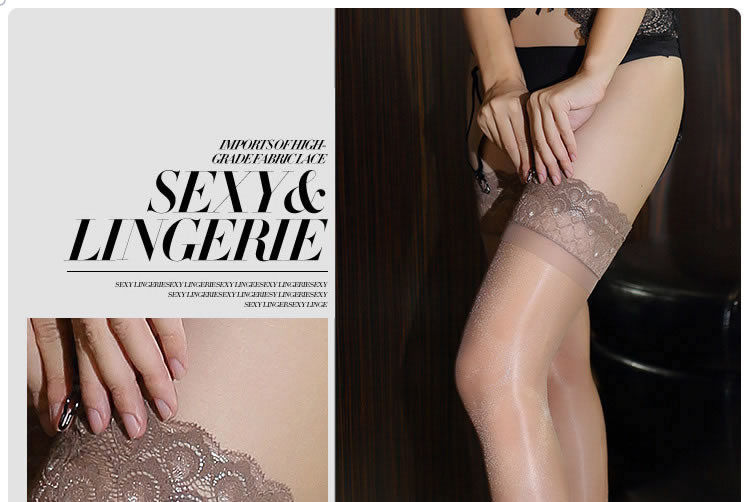 Feimu 15D silicone oiled lace lace long tube socks