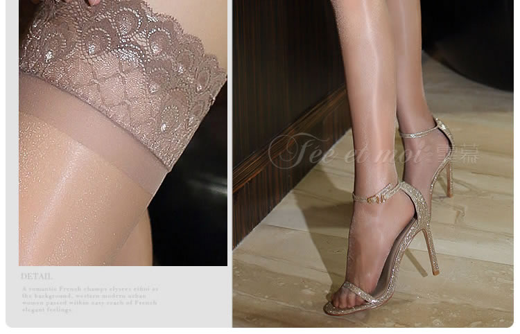 Feimu 15D silicone oiled lace lace long tube socks