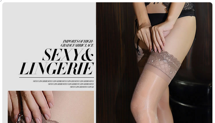 Feimu 15D silicone oiled lace lace long tube socks