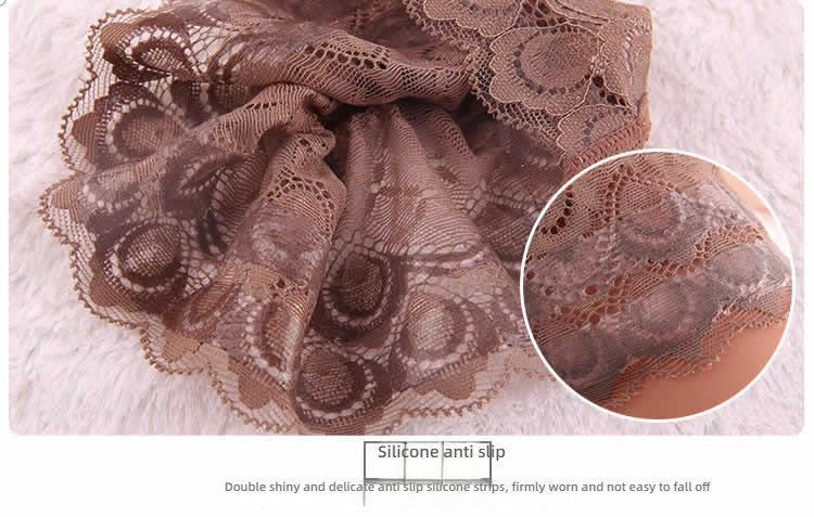 Feimu 15D silicone oiled lace lace long tube socks