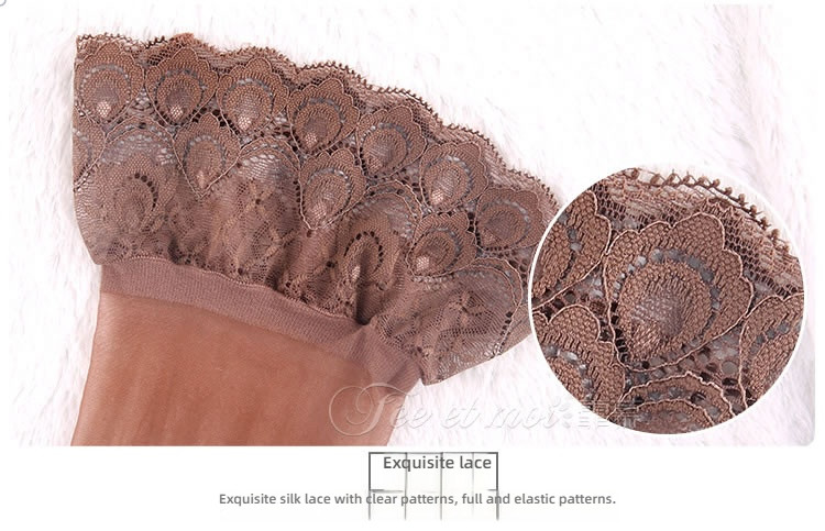 Feimu 15D silicone oiled lace lace long tube socks