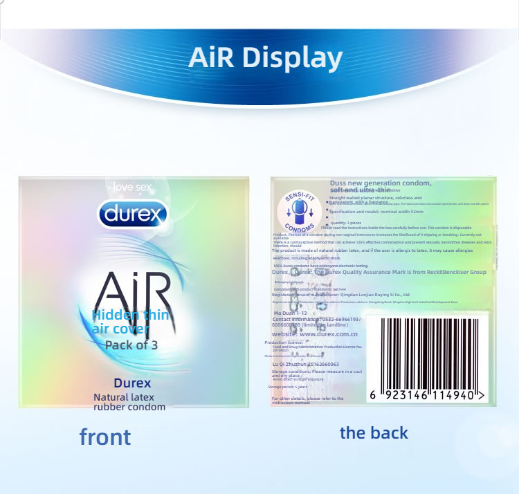 Durex Thin Phantom Concealed AIR Condom Medium 3/6/10 Pack