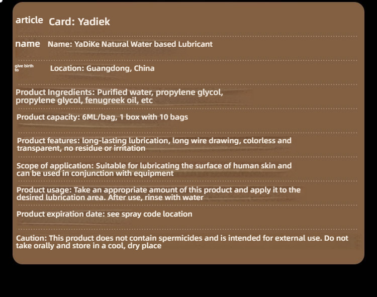 YaDiKe water-based lubricant bagged 6ml