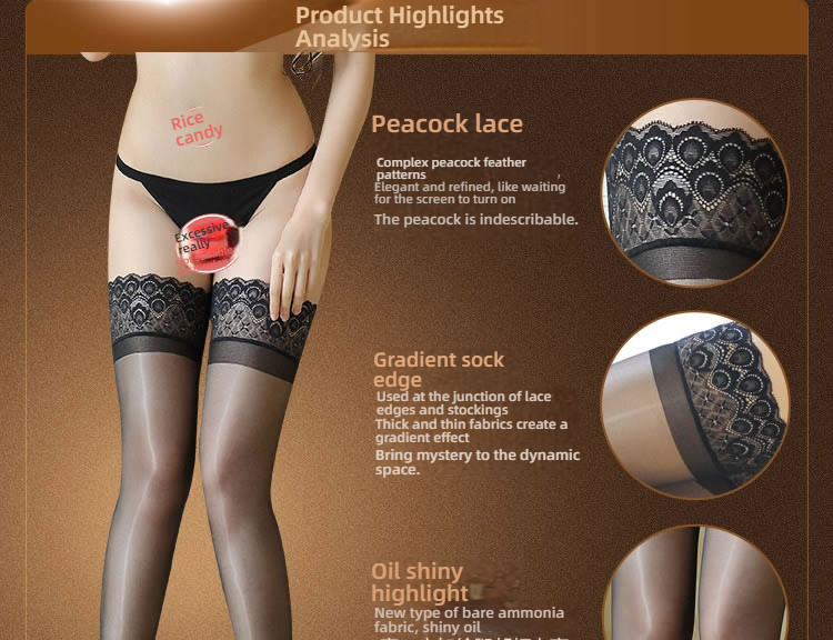 Feimu 15D silicone oiled lace lace long tube socks
