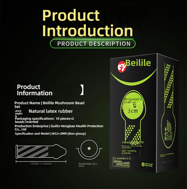 Beilile Mushroom Ball Condom Medium 10 pieces/box