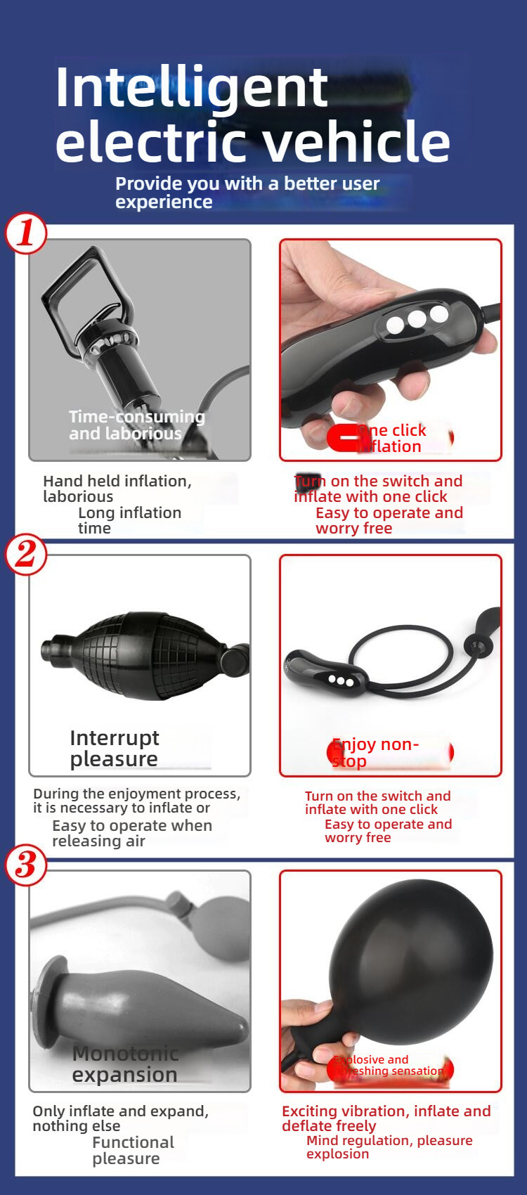 Yunman expansion, expansion, shock stimulation, electric inflatable anal plug