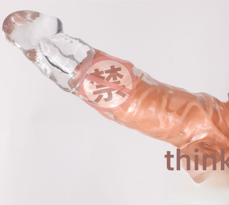 Pleasing the giant and thin steel cannon, transparent soft silicone solid glans with added cover