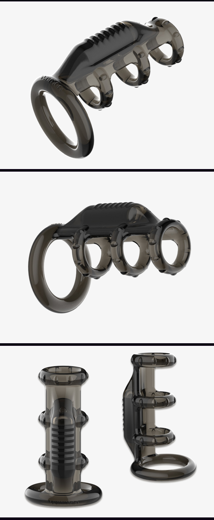 Yunman Wolf Teeth Black Crystal Shock resistant Anti Detachment Composite Ring