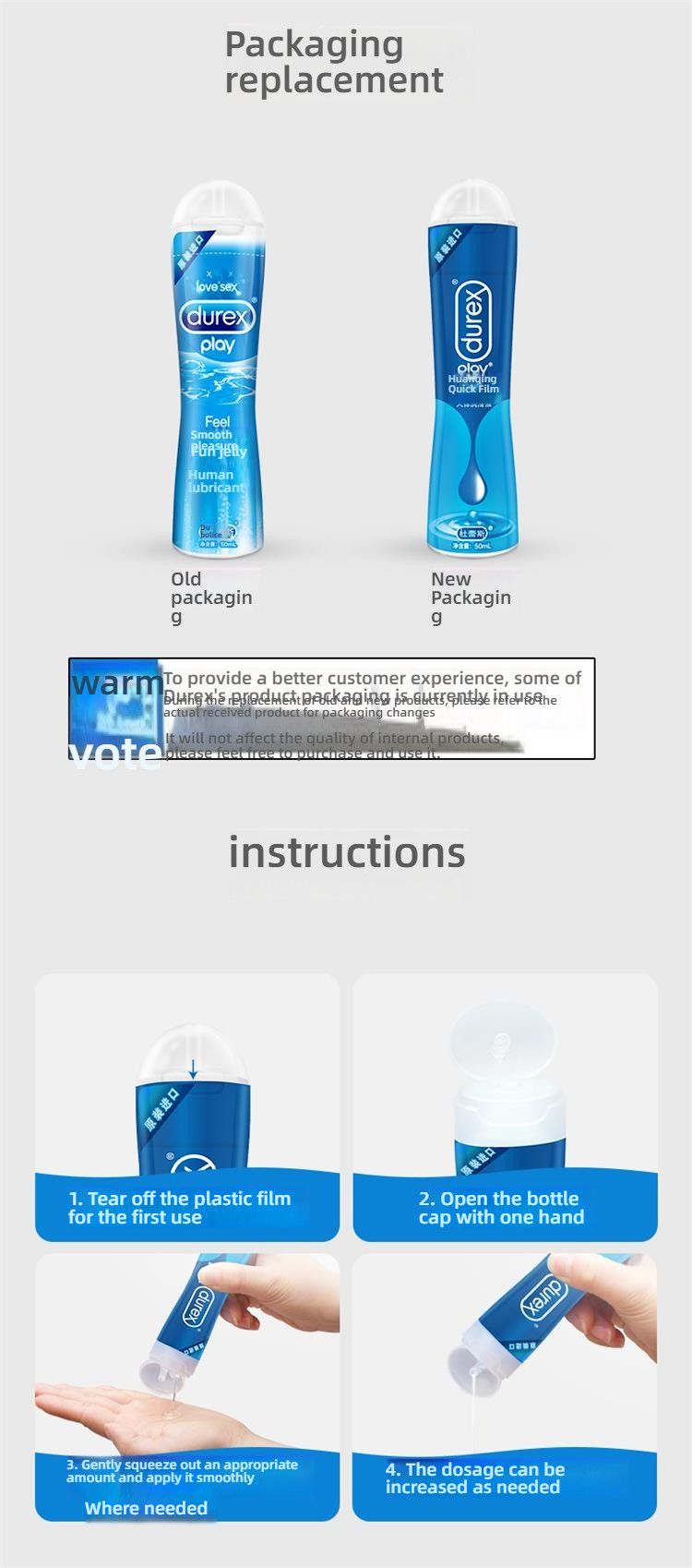 Durex Hot Sensation Pleasure Xie Qing Shuang Smooth Body Lubricant 50ml