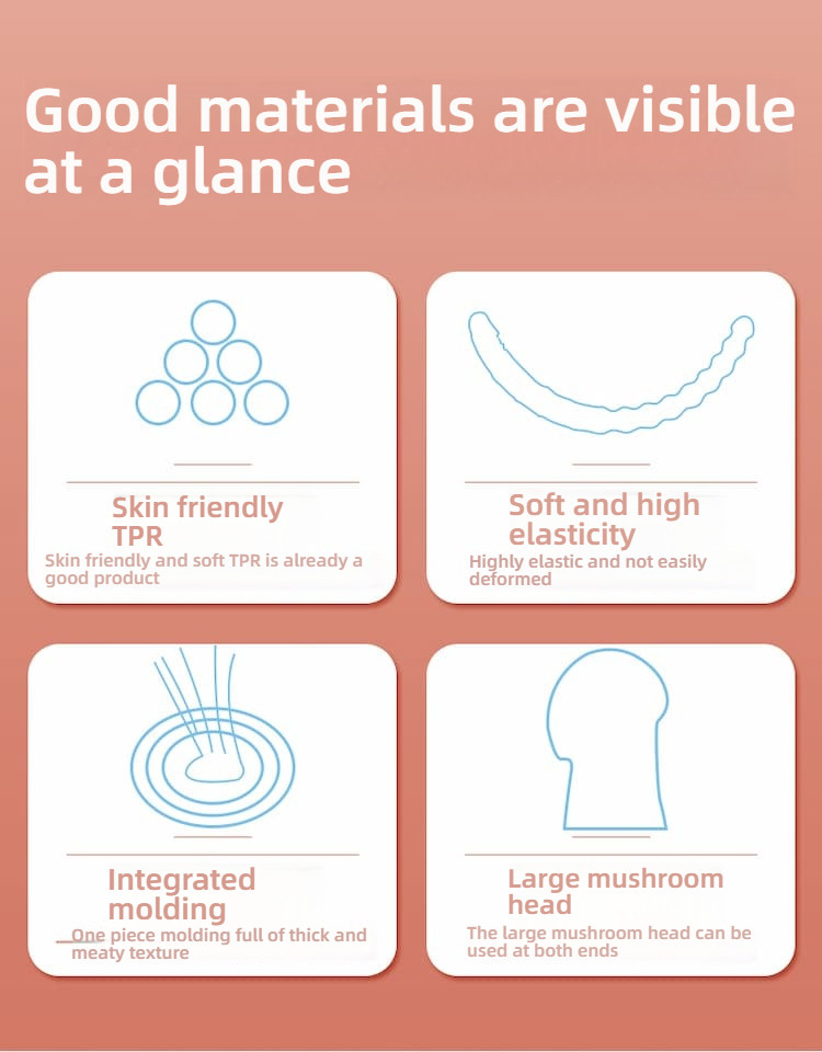 Pleasing U-shaped double headed penis with pull beads