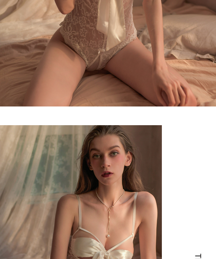 Sexy hollowed out see through butterfly bow lace lace open cut suspender jumpsuit