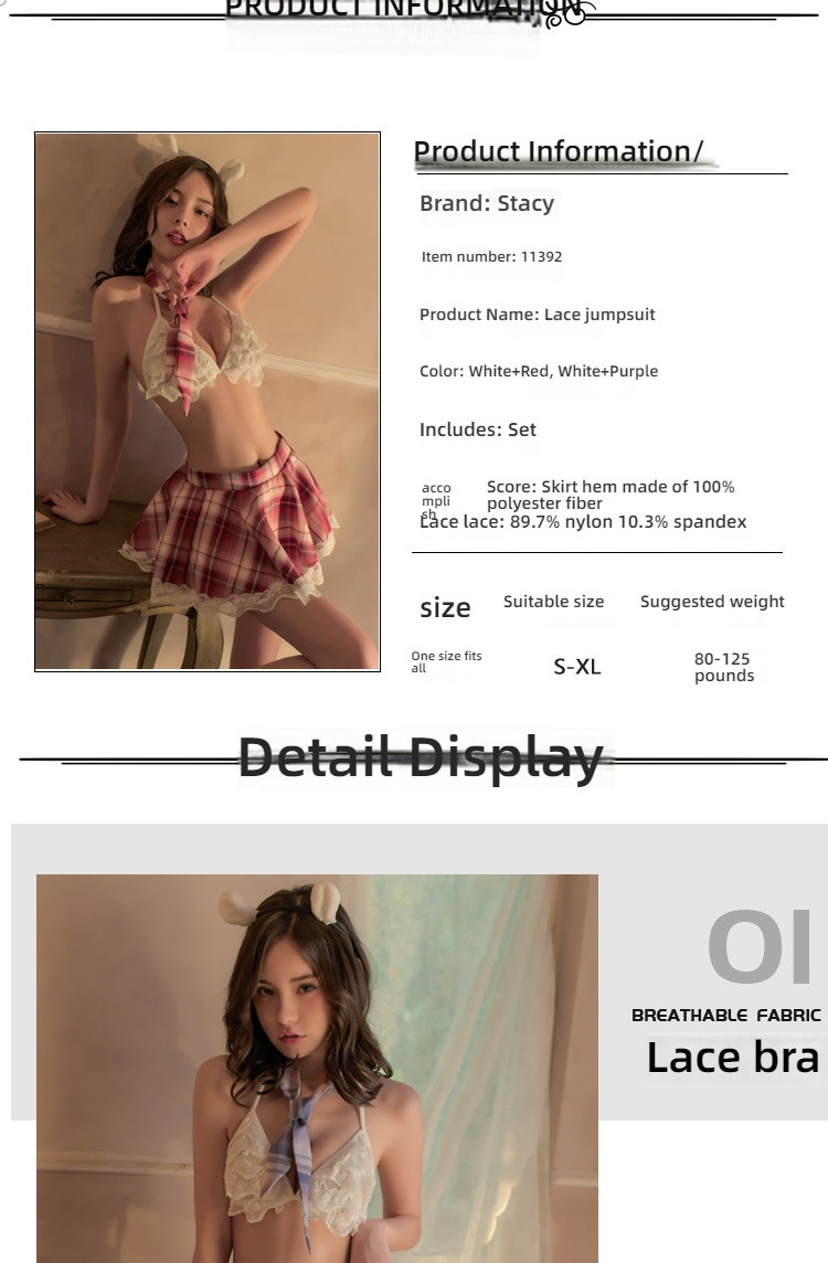JK dress lace plaid collection seductive lingerie set