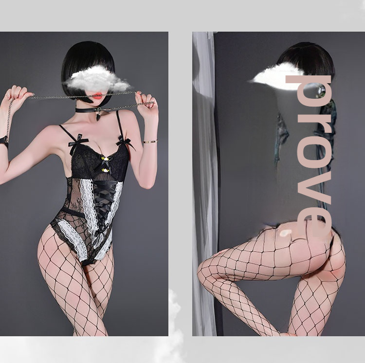 Japanese and Korean Perspective Deep V-Cross Strap Bodysuit, Sexy Underwear