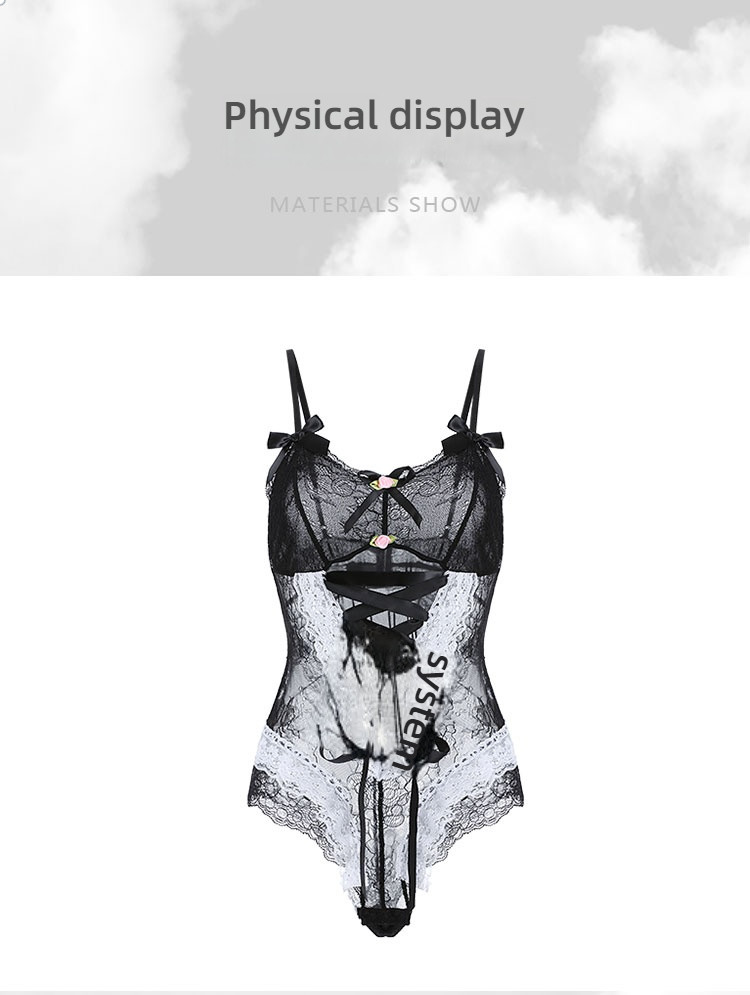Japanese and Korean Perspective Deep V-Cross Strap Bodysuit, Sexy Underwear