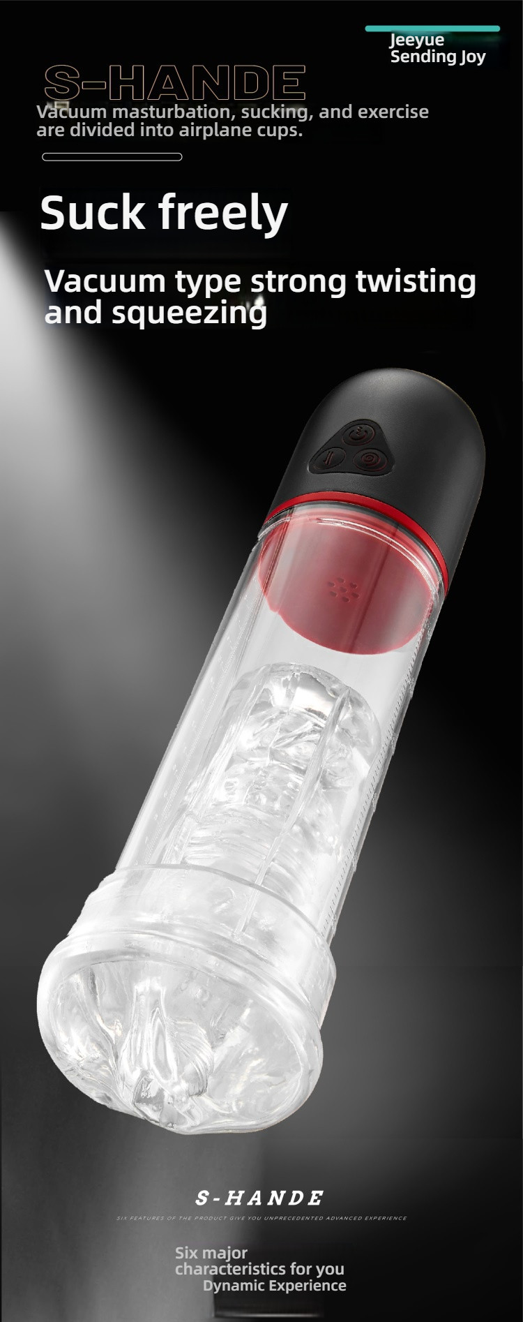 Male Masturbator JEE YUE Free Lip Vacuum Wrapping and Pressing Airplane Cup