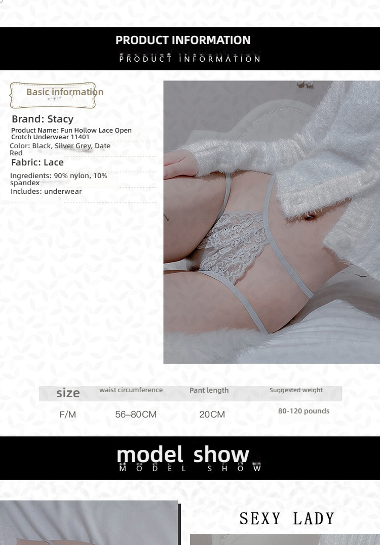 Sexy Temptation Lace Underwear, Sexy Gratitude, Open Crotch, No Detachment