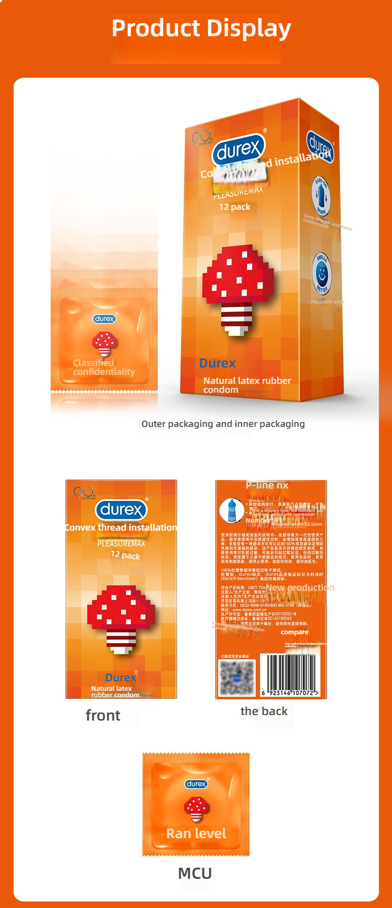 Durex Convex Thread Design Condom Large Set of 12, Stunning Appearance