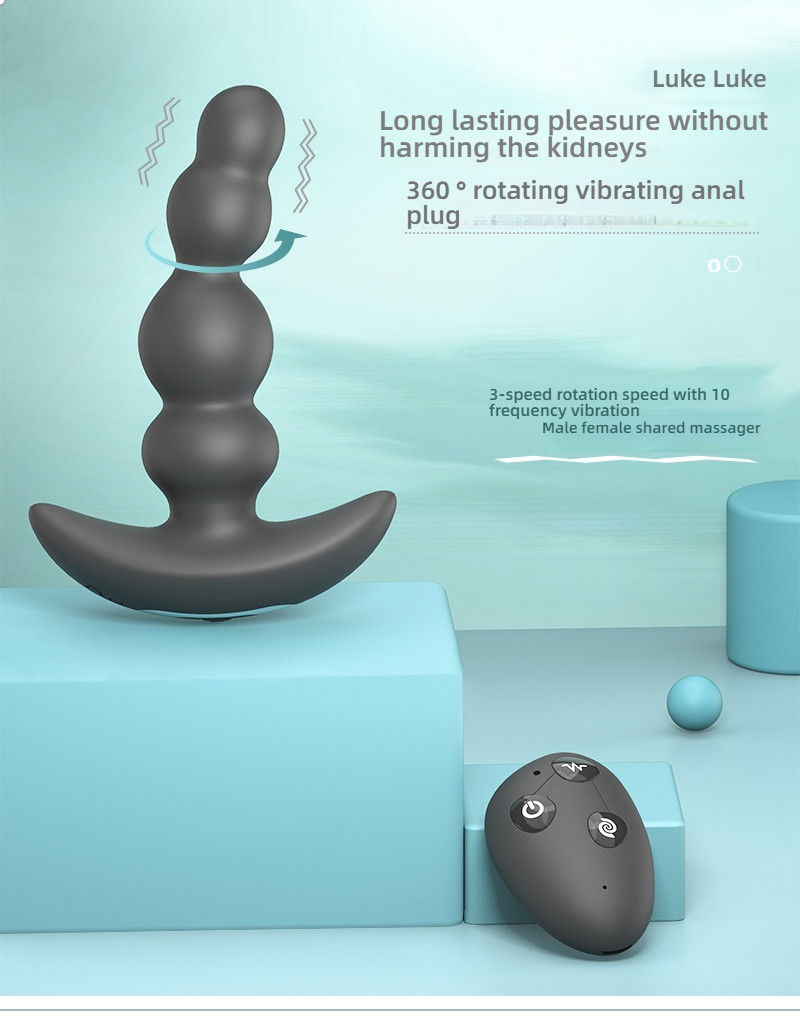 Luke twists and shakes the anal plug, stimulates the movement of the clasp