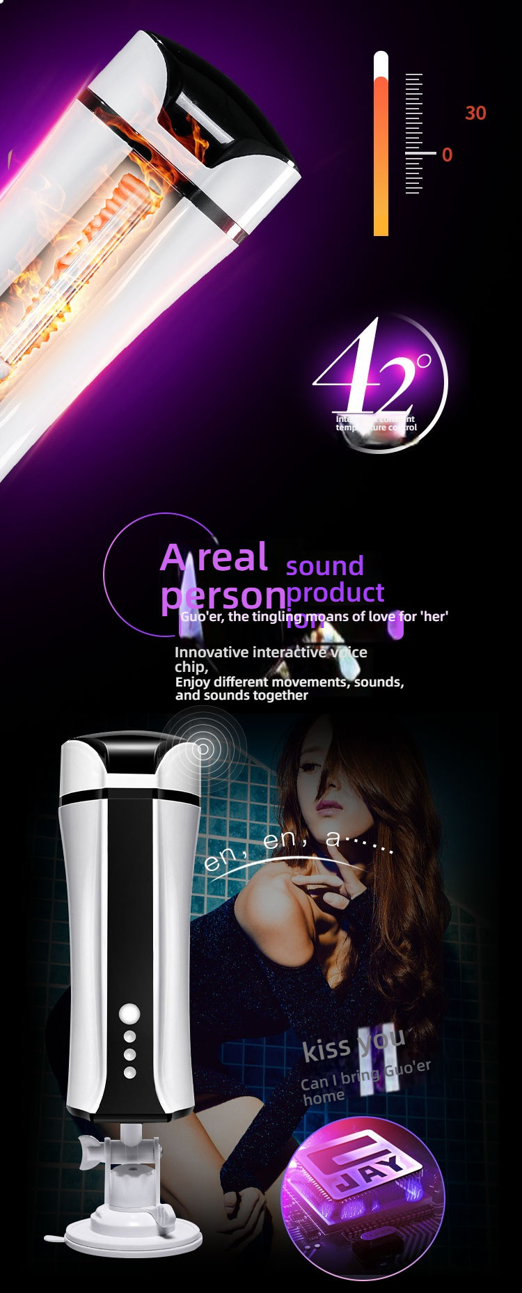 UJAY intelligent heating shock clip suction becomes a romantic and fun product for men's masturbator hands-free fruit ai