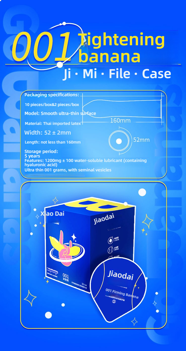 ELASUN Shangpai Jiaodai 001 Tight Banana/Oil Smooth Banana Condom Set of 2/10