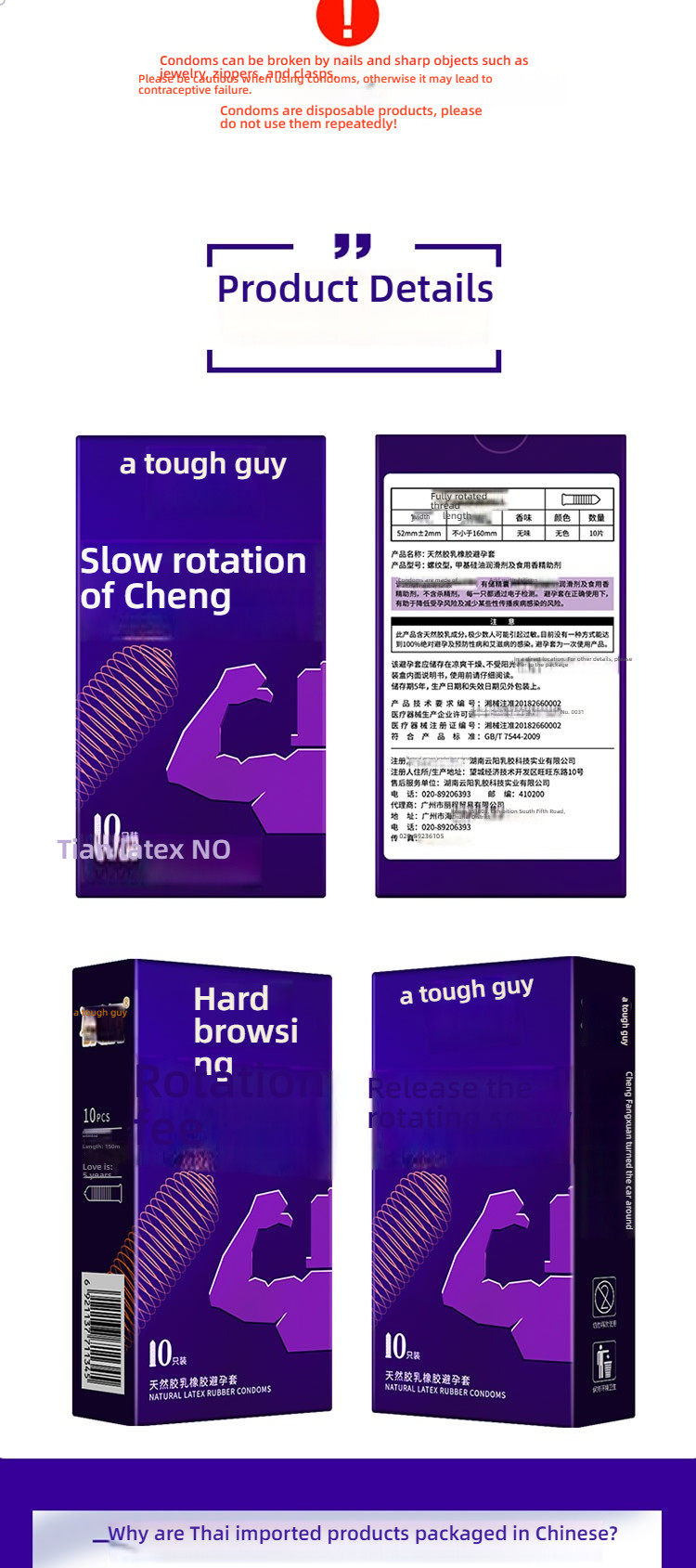 Shangpai Hardman Series Twisted Thread Condom Set of 10 Pieces