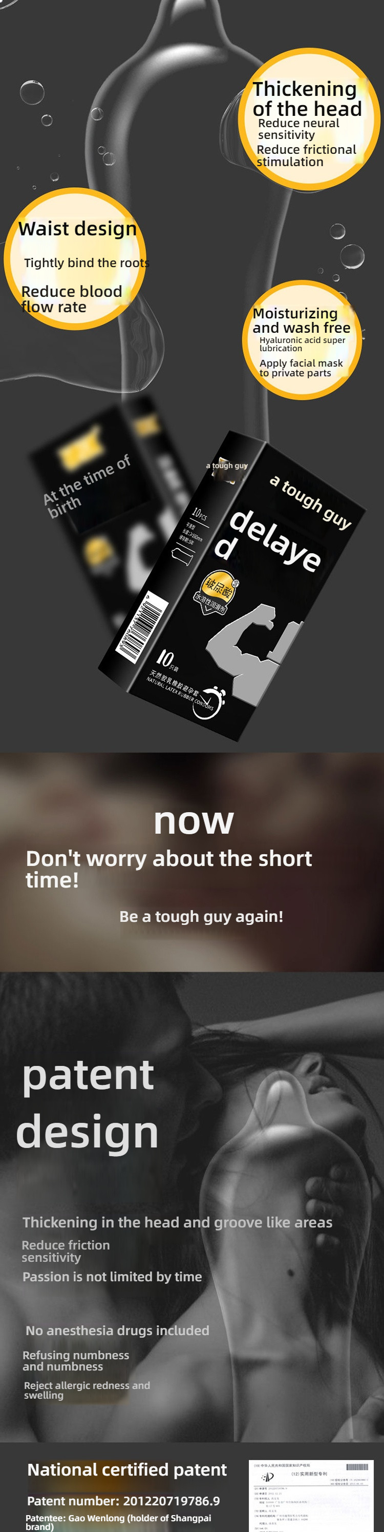 Shangpai Hardman Series Physical Delay Condom Set 10 Pieces (Comes with Delay Ring)