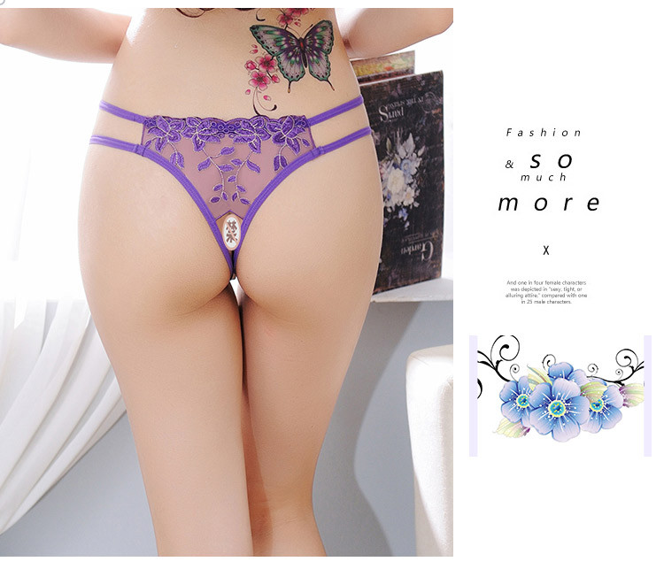 Feimu chiffon open crotch sexy underwear black