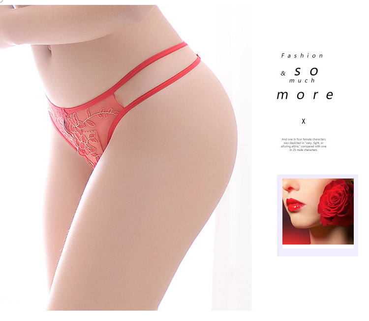 Feimu chiffon open crotch sexy underwear black