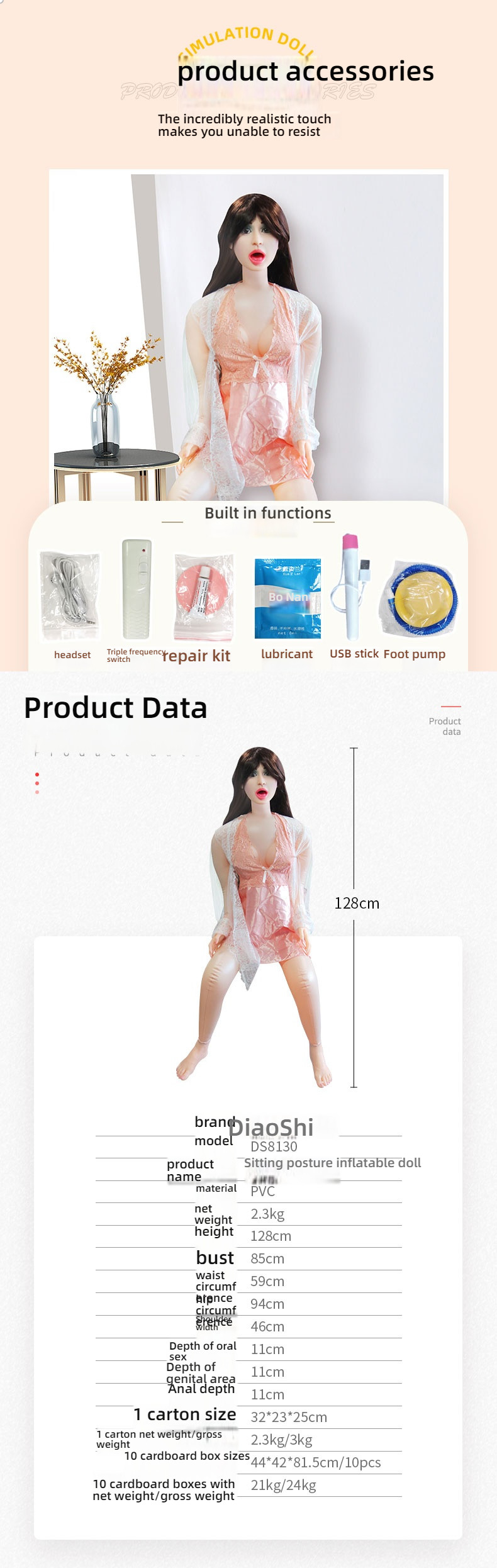 Seductive mature young woman, stunning voice, hair transplant inflatable doll