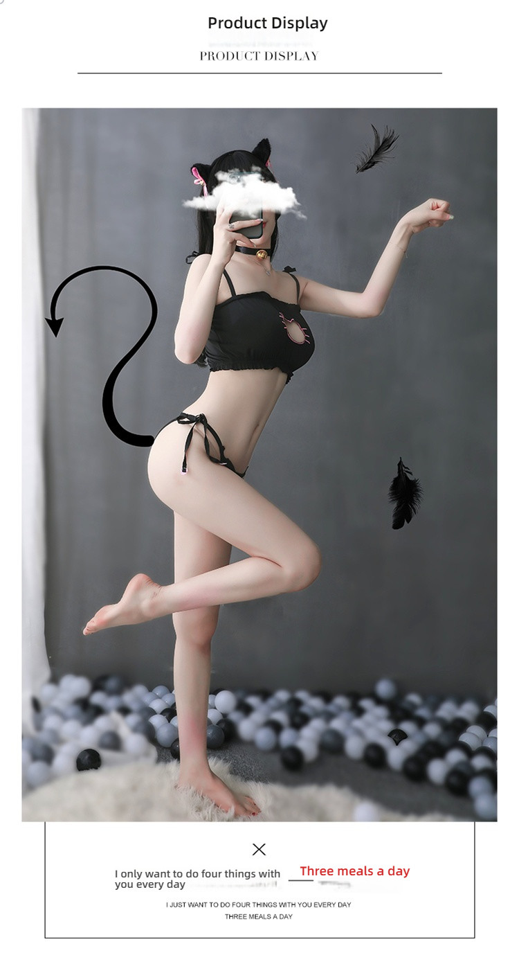 Stacey's three-point cat girl revealing lingerie set
