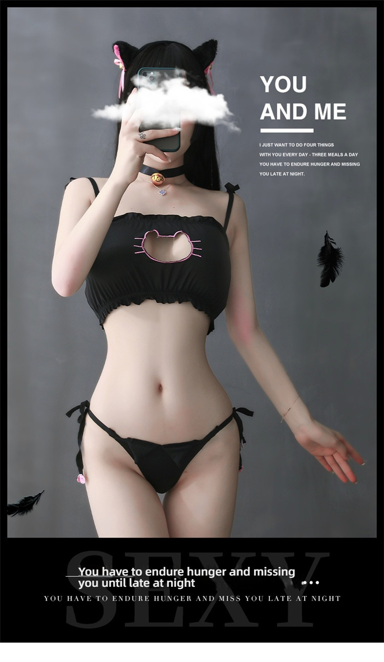 Stacey's three-point cat girl revealing lingerie set