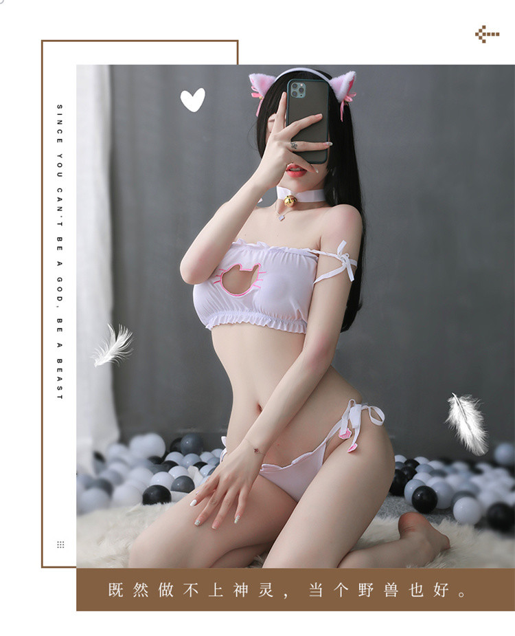 Stacey's three-point cat girl revealing lingerie set