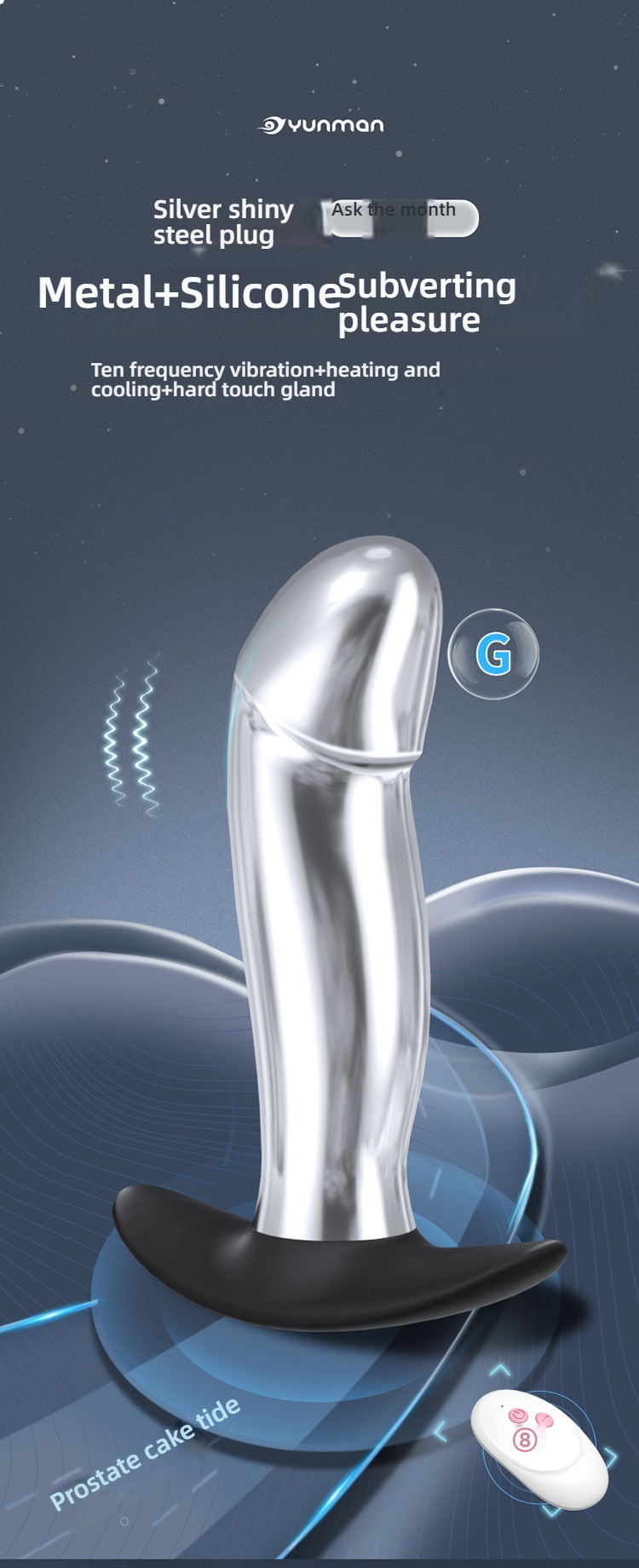 Yunman Silver Bright Anal Stopper - Wanyue Wear Anal Stopper Shock Remote Control Version for Going Out
