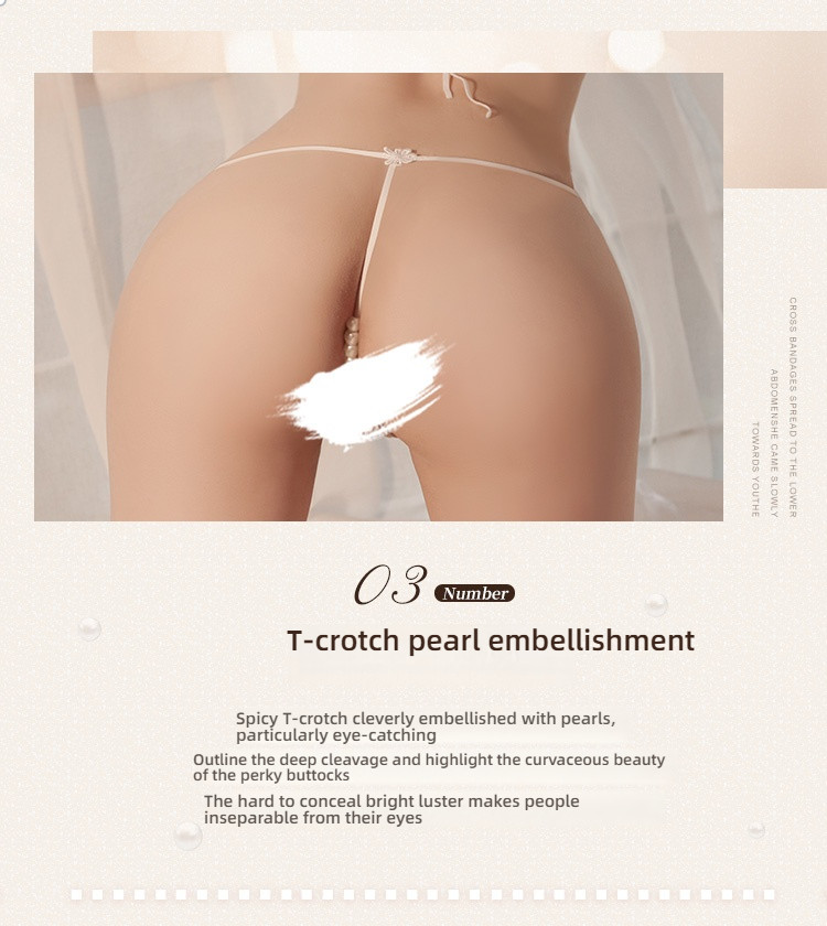 Fei Mu patchwork lace sexy three-point white lingerie set