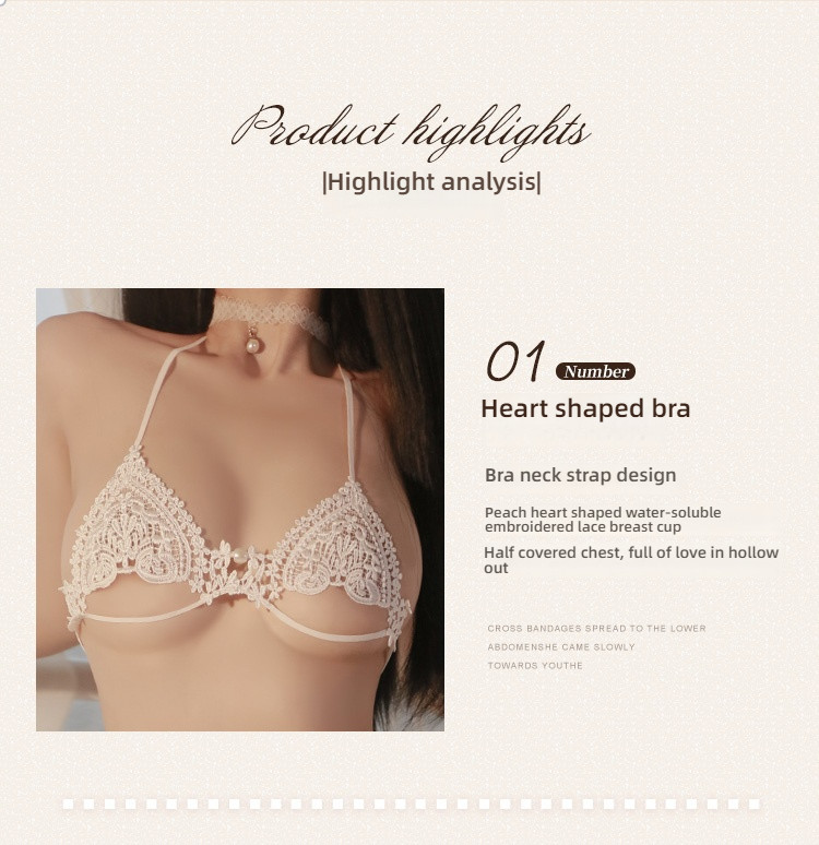 Fei Mu patchwork lace sexy three-point white lingerie set