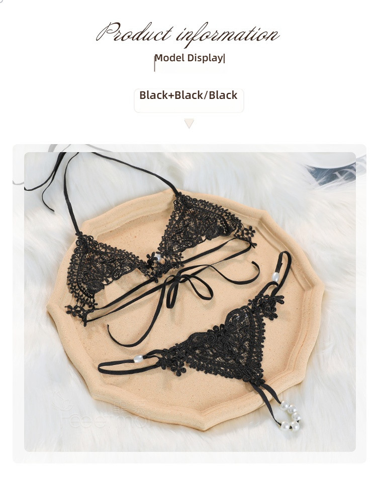 Fei Mu patchwork lace sexy three-point white lingerie set