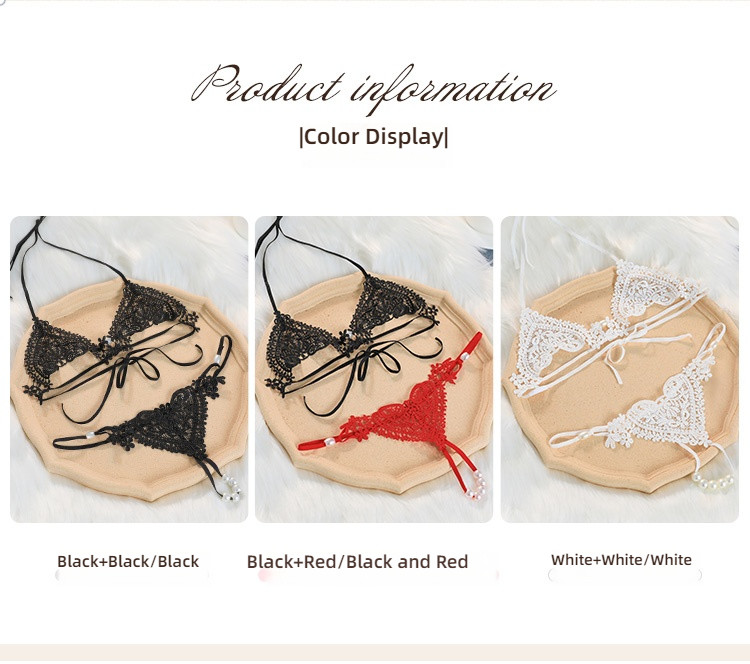 Fei Mu patchwork lace sexy three-point white lingerie set