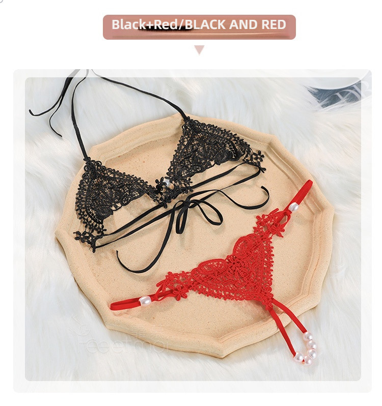 Fei Mu patchwork lace sexy three-point white lingerie set