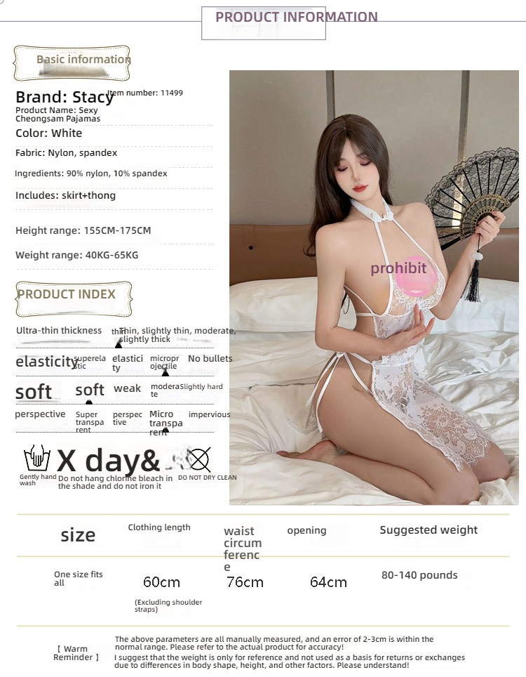 Stacy's open cut lace up cheongsam dress in white